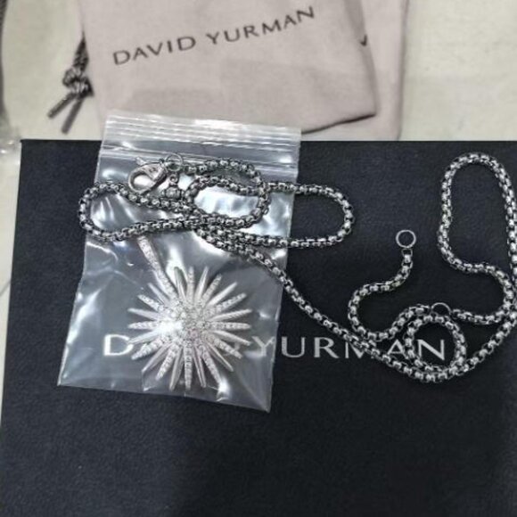 Sterling Silver 30mm Medium Starburst Diamond Necklace - Picture 3 of 3